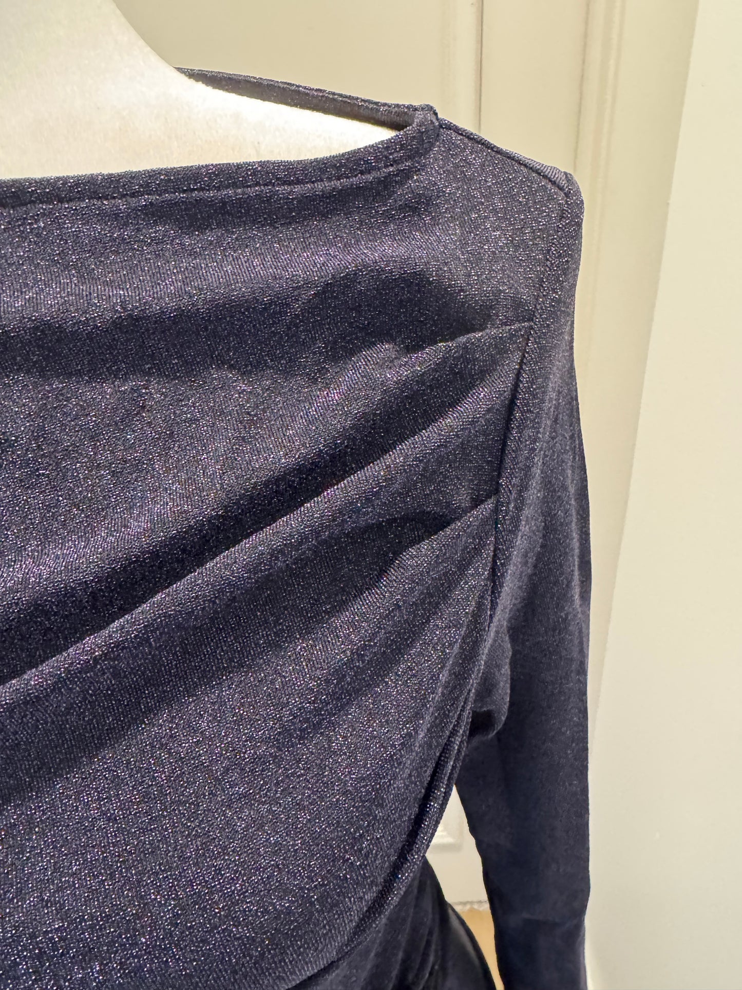 MOTF Navy Top With Sheer Overlay