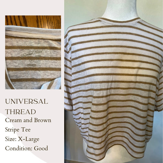 Universal Thread Cream and Brown Stripe Tee