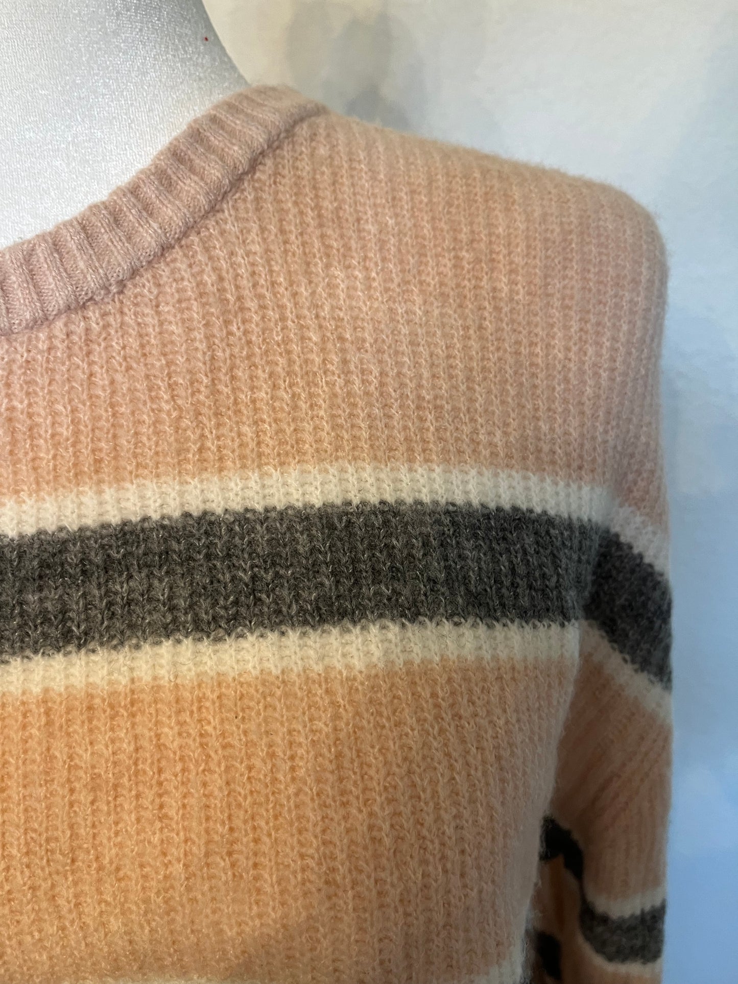 Divided Blush and Gray Stripe Sweater