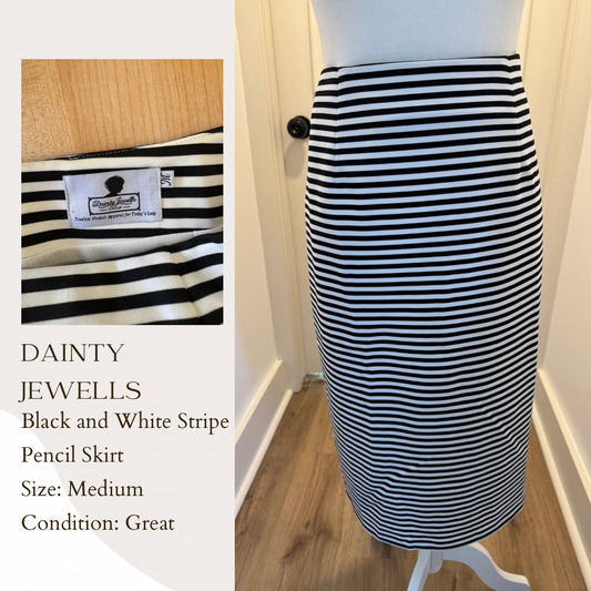 Dainty Jewells Black and White Stripe Pencil Skirt