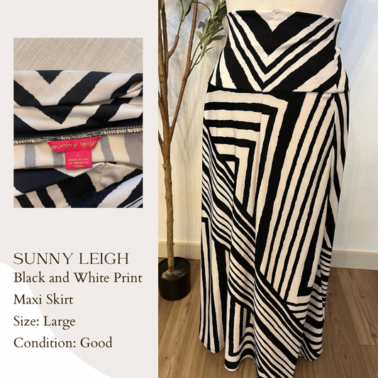 Sunny Leigh Black and White Print Maxi Skirt