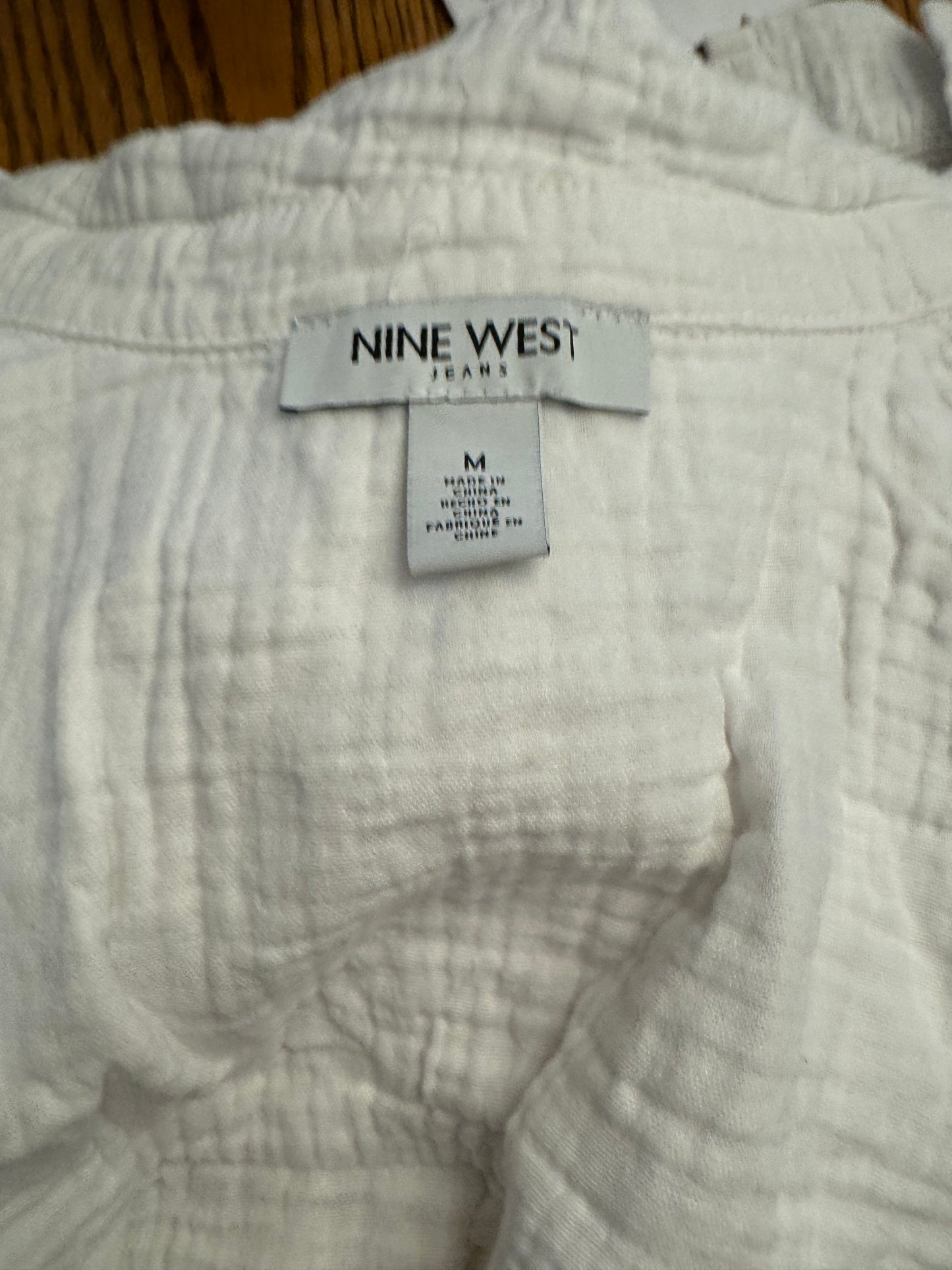 Nine West White Button Front Top