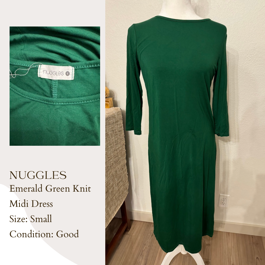 Nuggles Emerald Green Knit Midi Dress