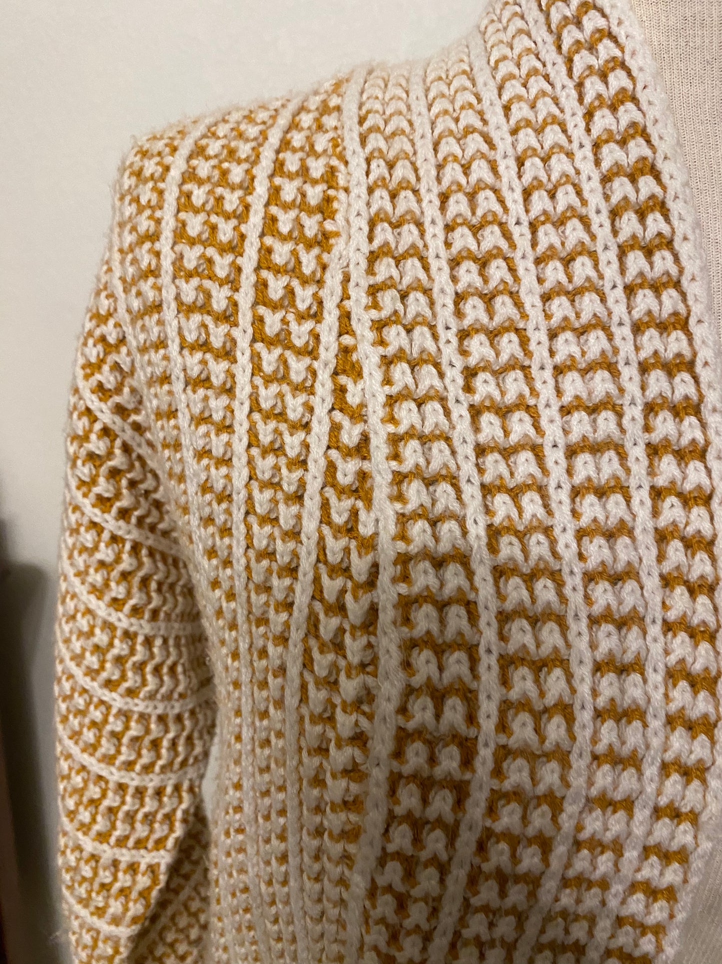 Pink Rose Mustard & White Chunky Knit Cardigan