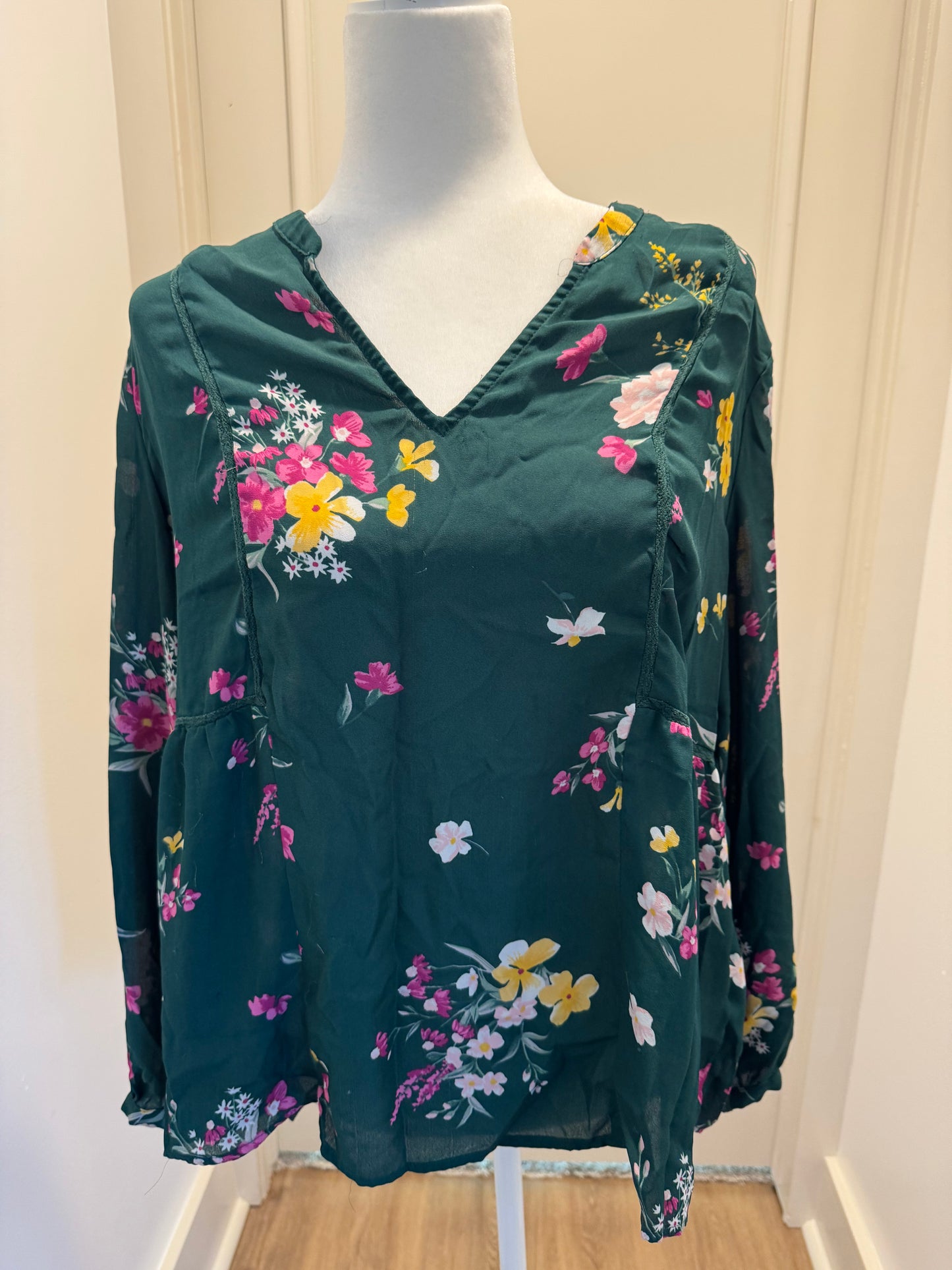 Old Navy Emerald Green Floral Top