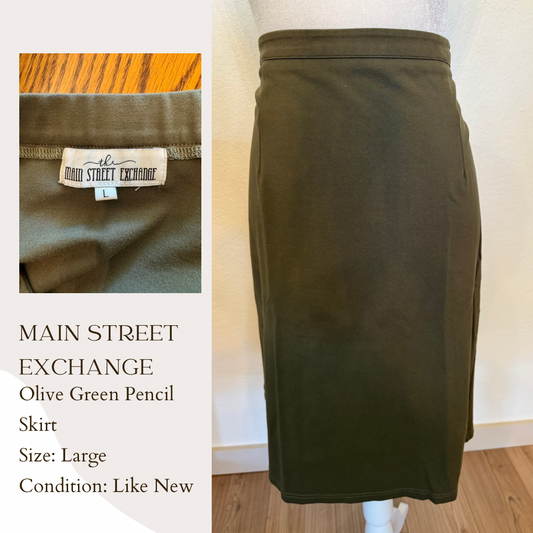 Main Street Exchange Olive Green Pencil Skirt