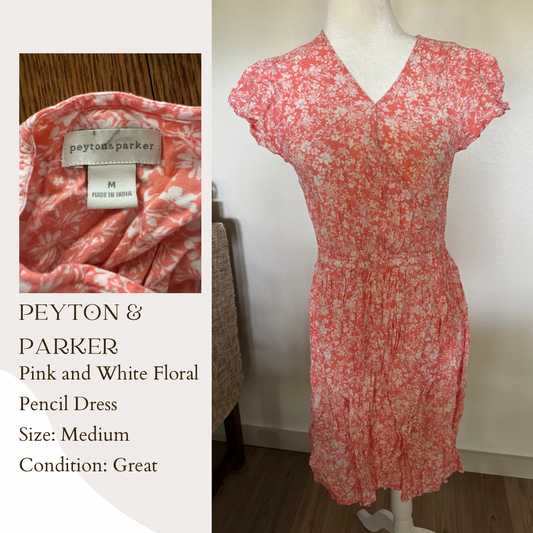 Peyton & Parker Pink and White Floral Pencil Dress