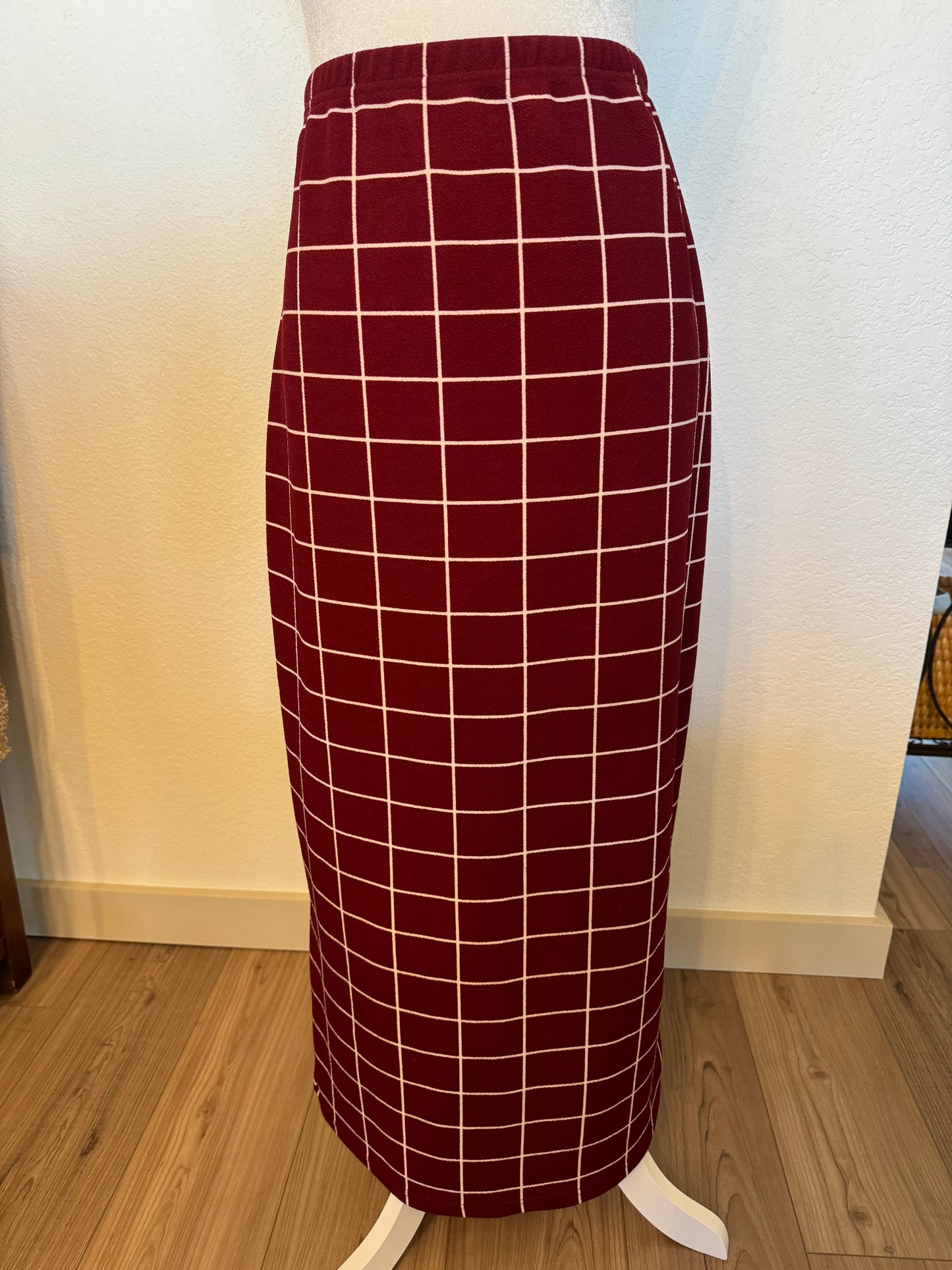 No Brand Red Plaid Pencil Skirt