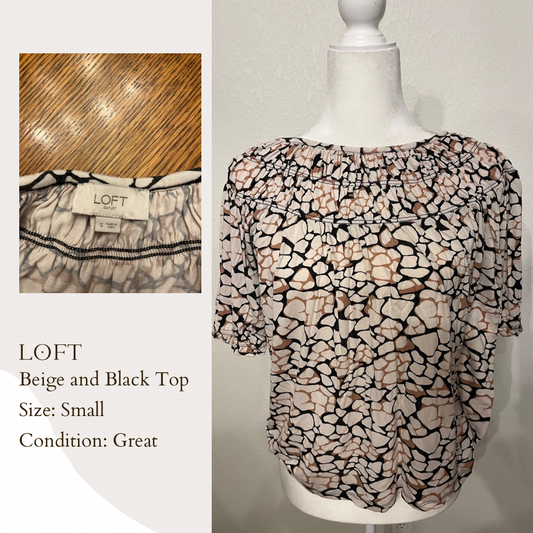 Loft Beige and Black Top