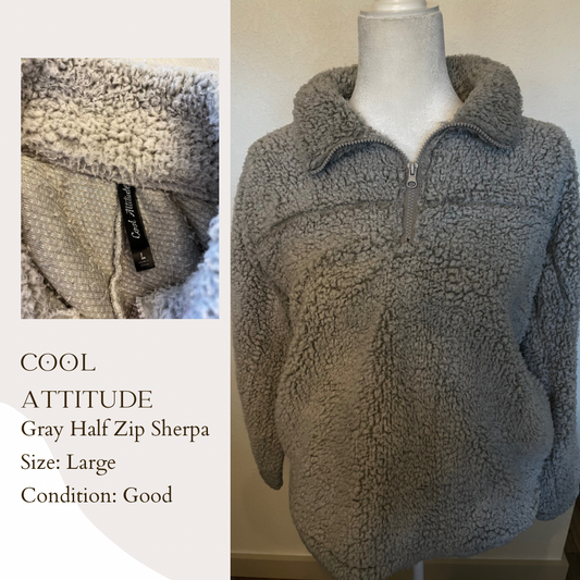 Cool Attitude Gray Half Zip Sherpa