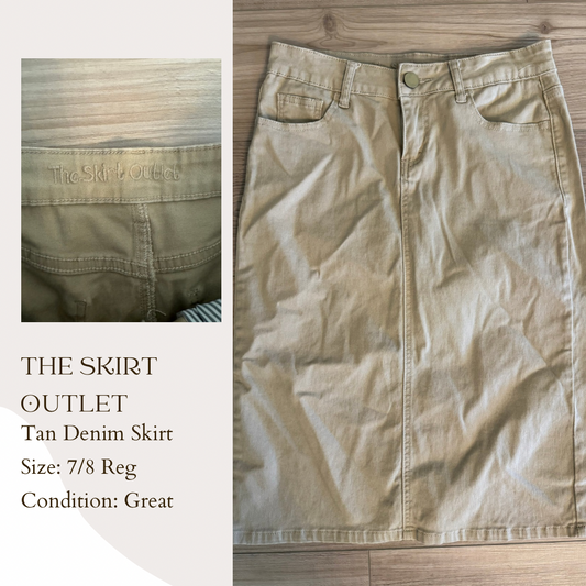 The Skirt Outlet Tan Denim Skirt