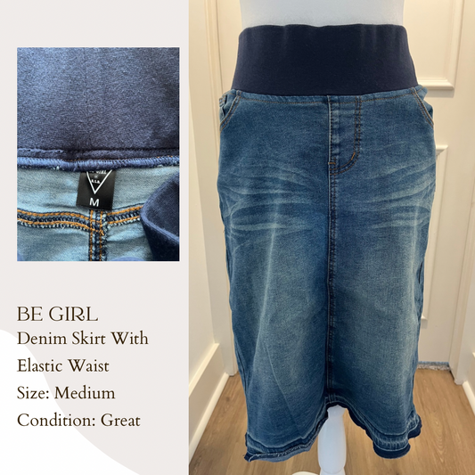 Be Girl Denim Skirt With Elastic Waist