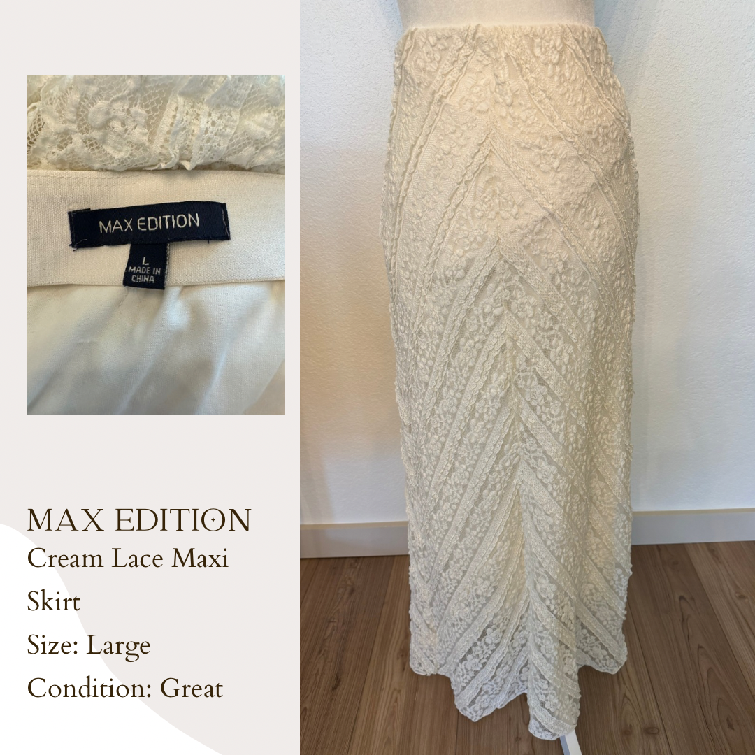 Max Edition Cream Lace Maxi Skirt