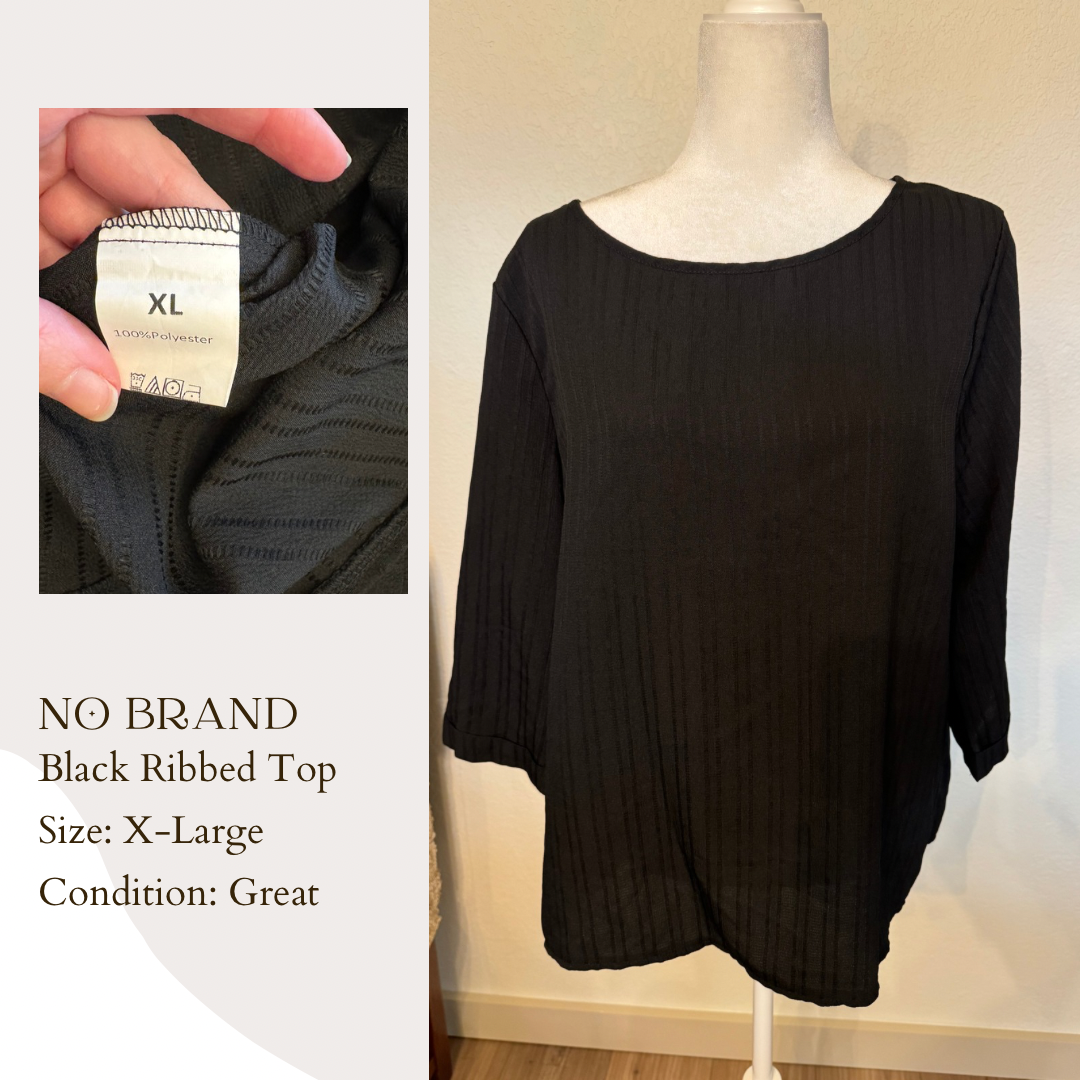 No Brand Black Ribbed Top