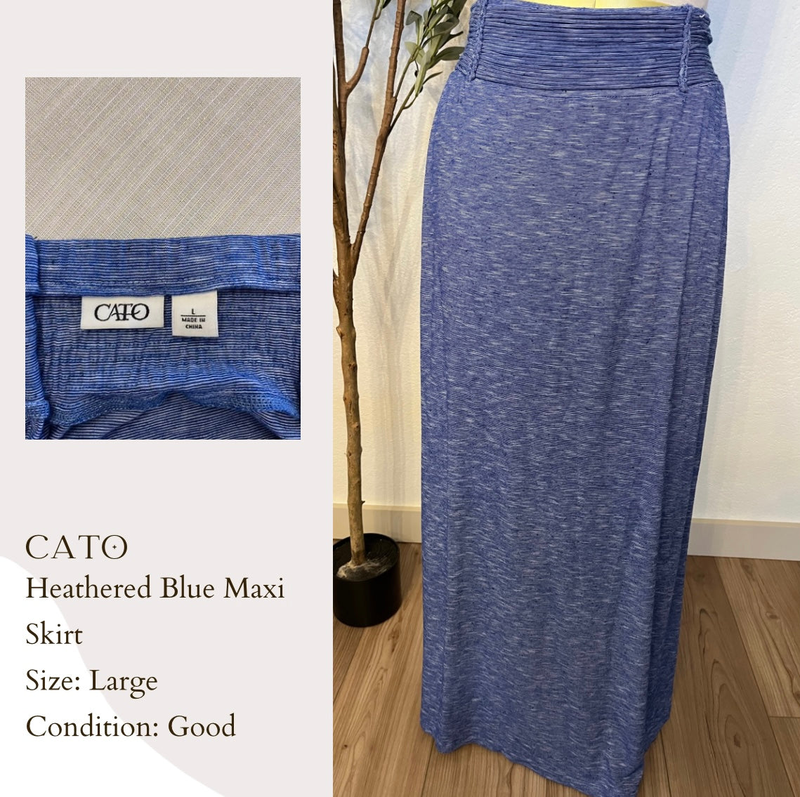 Cato Heathered Blue Maxi Skirt