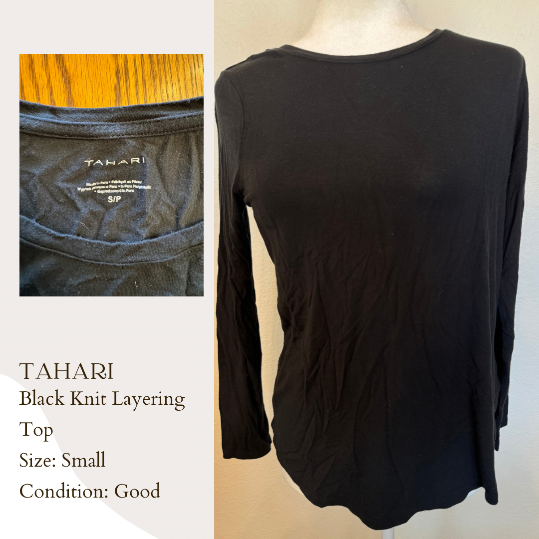 Tahari Black Knit Layering Top