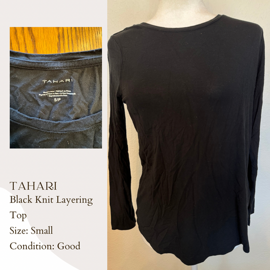 Tahari Black Knit Layering Top