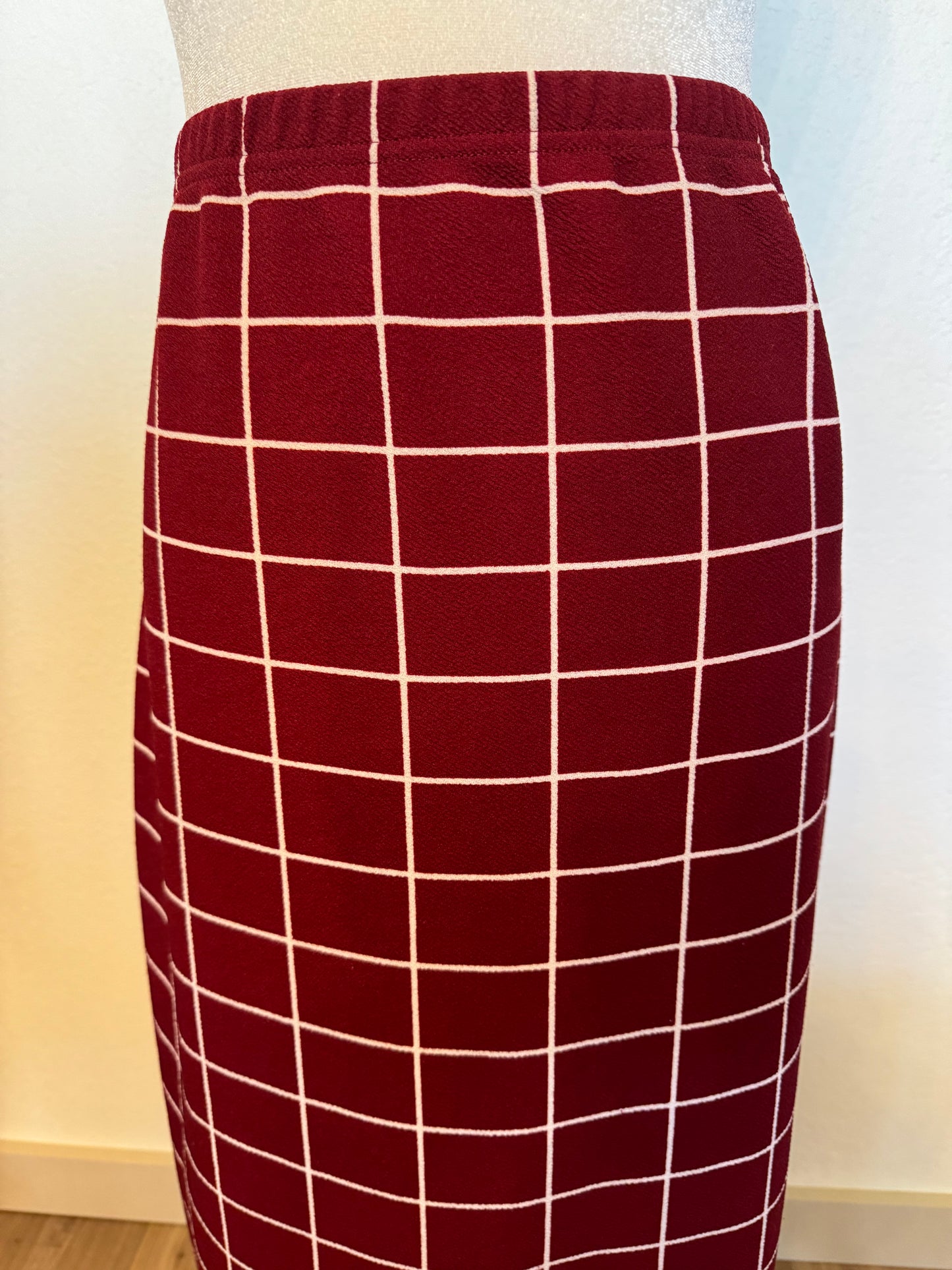 No Brand Red Plaid Pencil Skirt