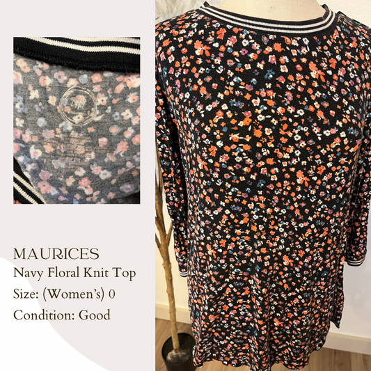 Maurices Navy Floral Knit Top