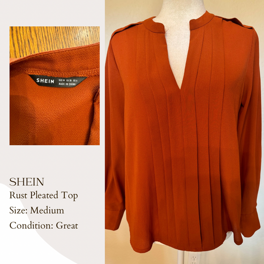 Shein Rust Pleated Top