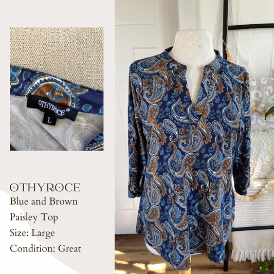 Othyroce Blue and Brown Paisley Top