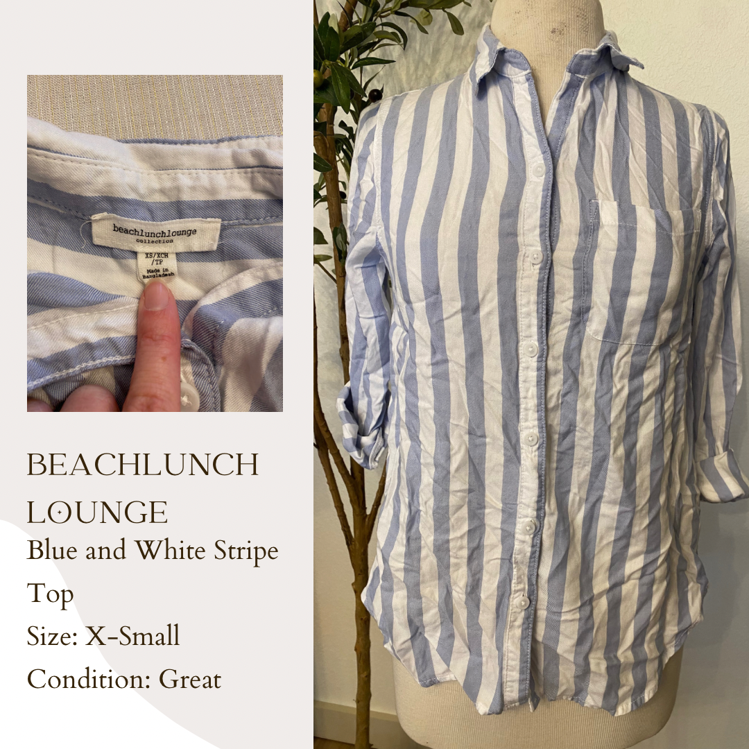 BeachLunchLounge Blue and White Stripe Top