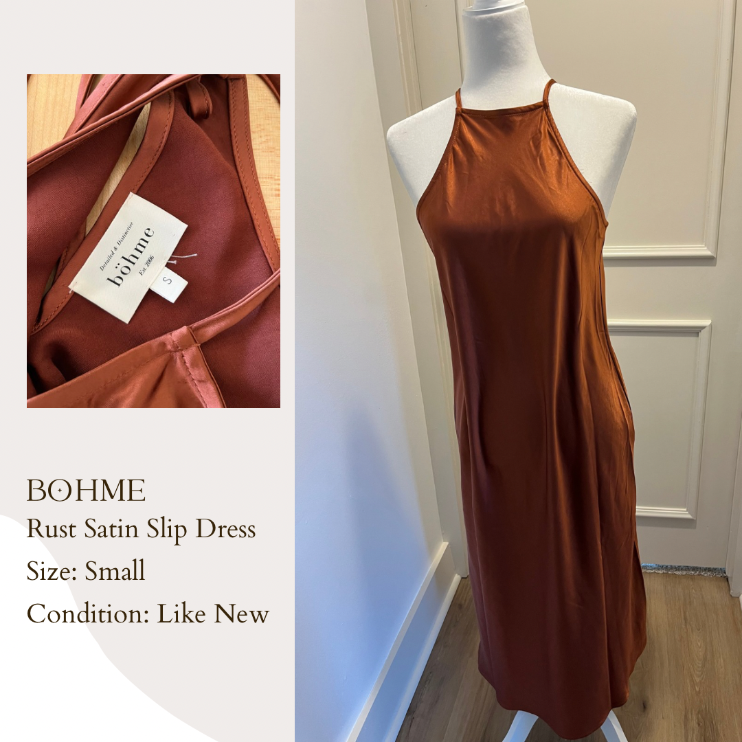 Bohme Rust Satin Slip Dress