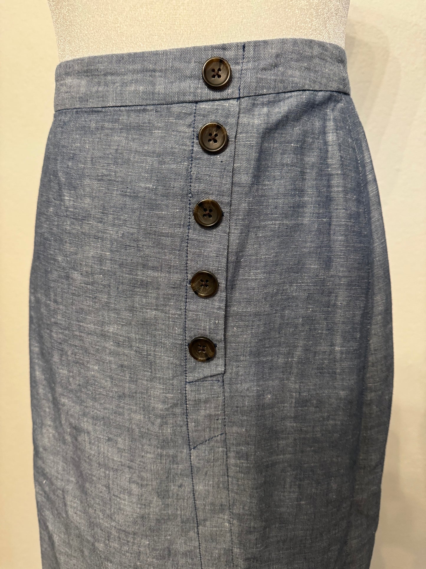 Banana Republic Blue Pencil Skirt With Button Accent