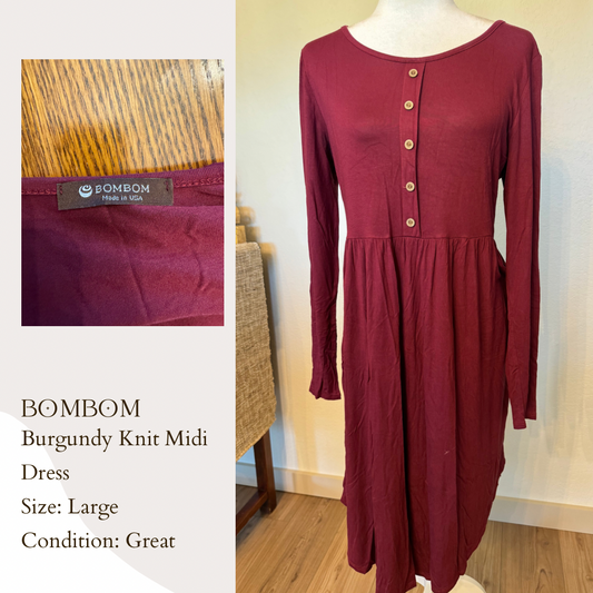 Bombom Burgundy Knit Midi Dress