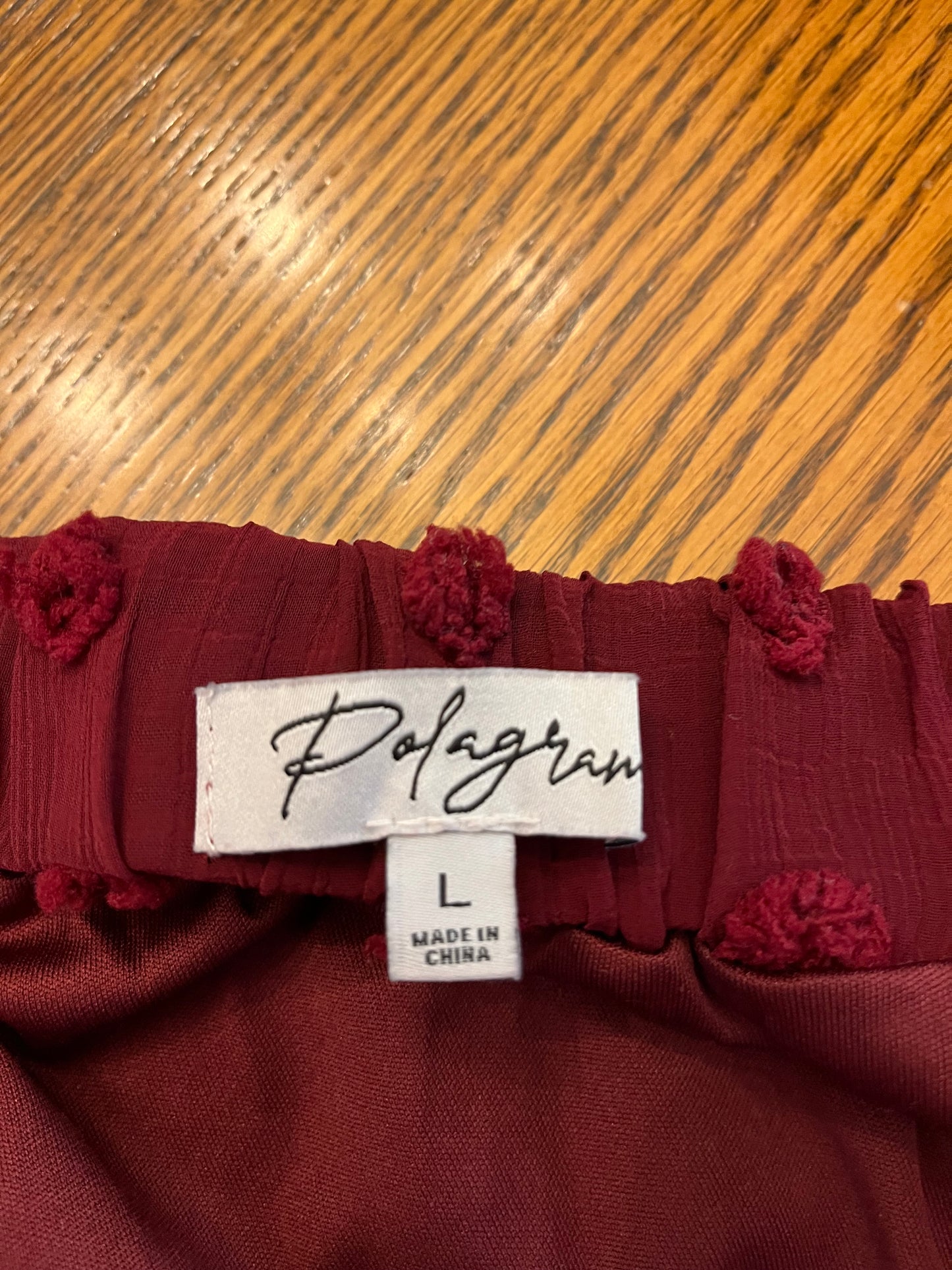 Polagram Burgundy Swiss Dot Midi Skirt