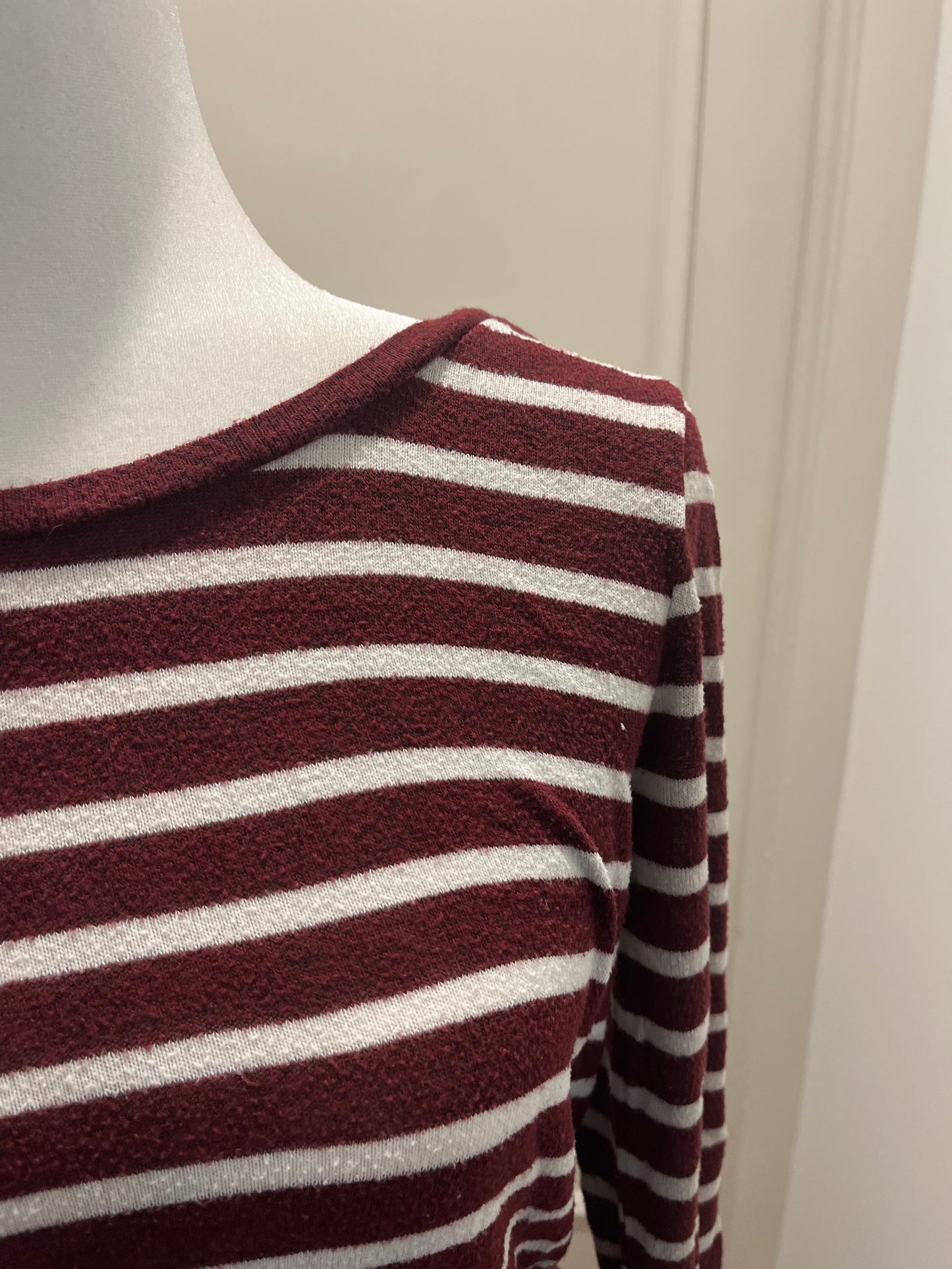 Old Navy Burgundy and White Stripe Top