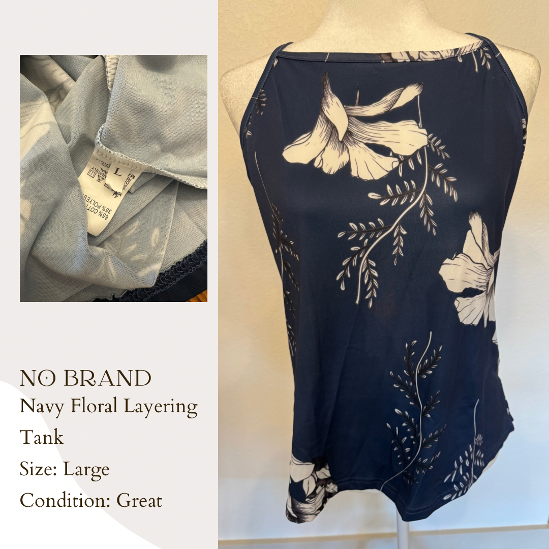 No Brand Navy Floral Layering Tank