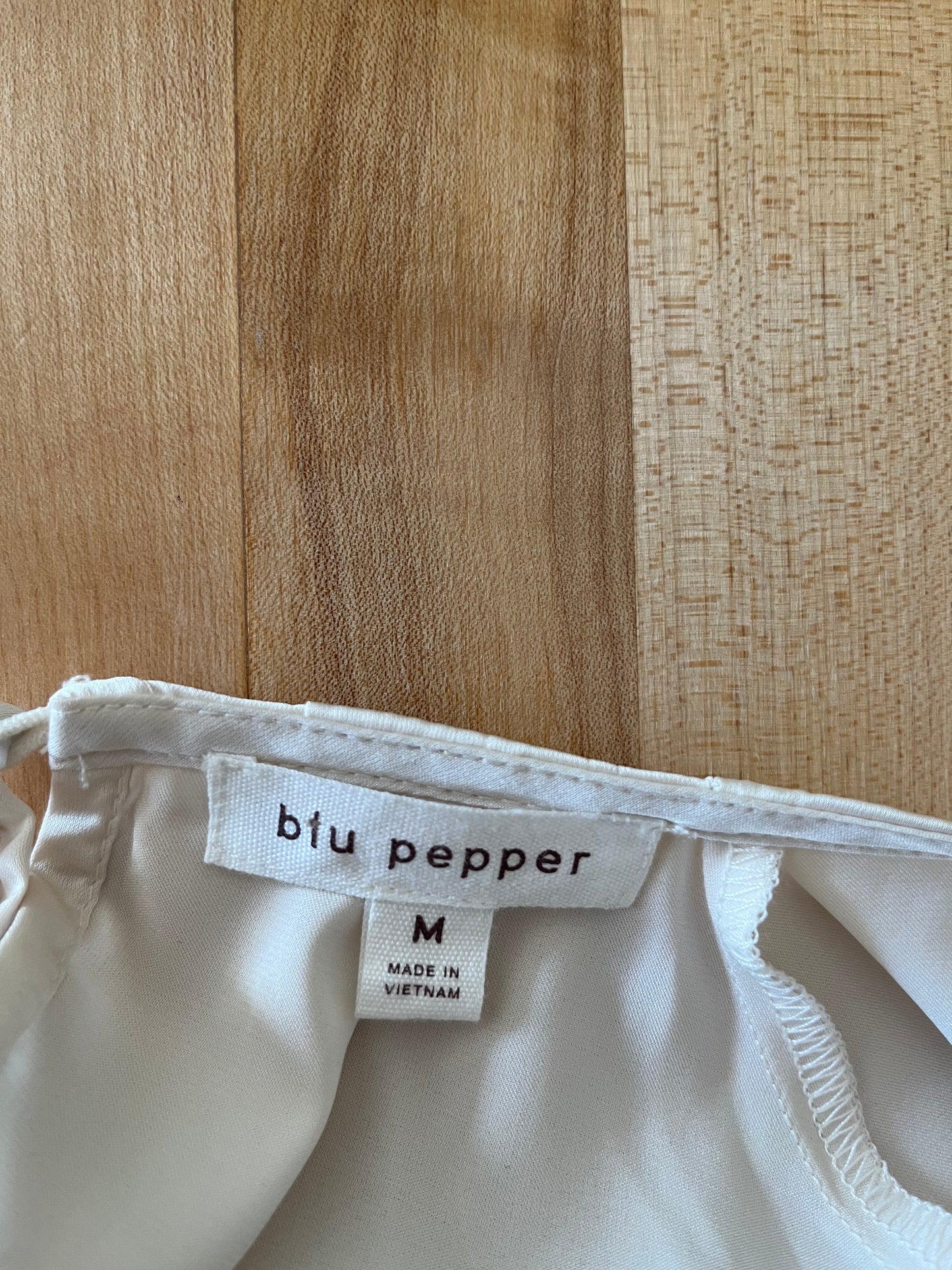 Blu Pepper Cream Satin Top