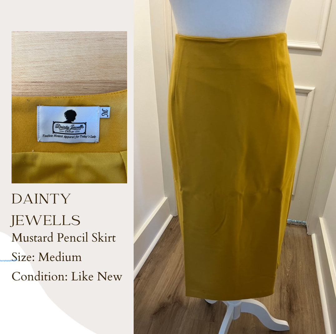 Dainty Jewells Mustard Pencil Skirt