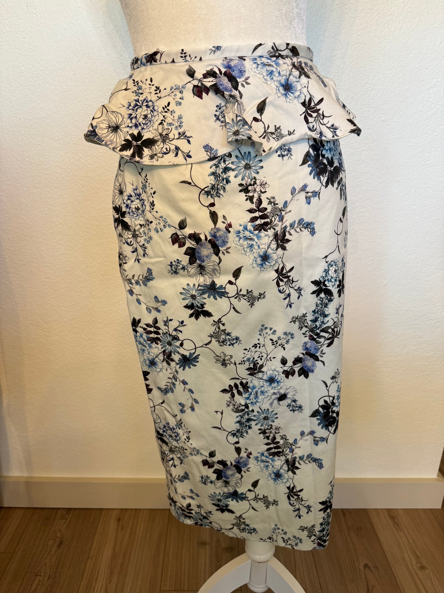 Antonio Melani Blue and White Floral Peplum Skirt