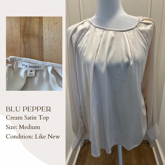 Blu Pepper Cream Satin Top