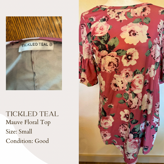 Tickled Teal Mauve Floral Top