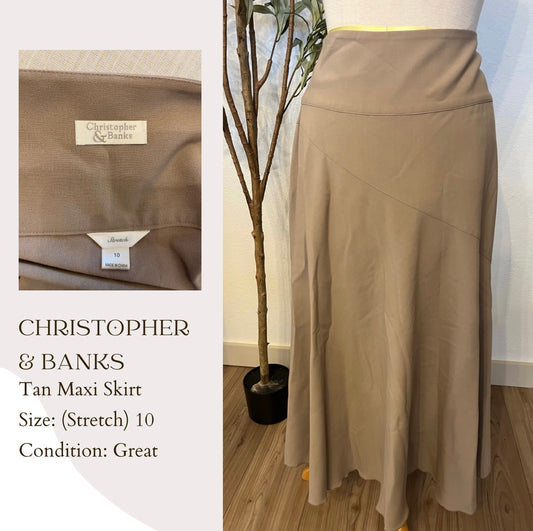 Christopher & Banks Tan Maxi Skirt