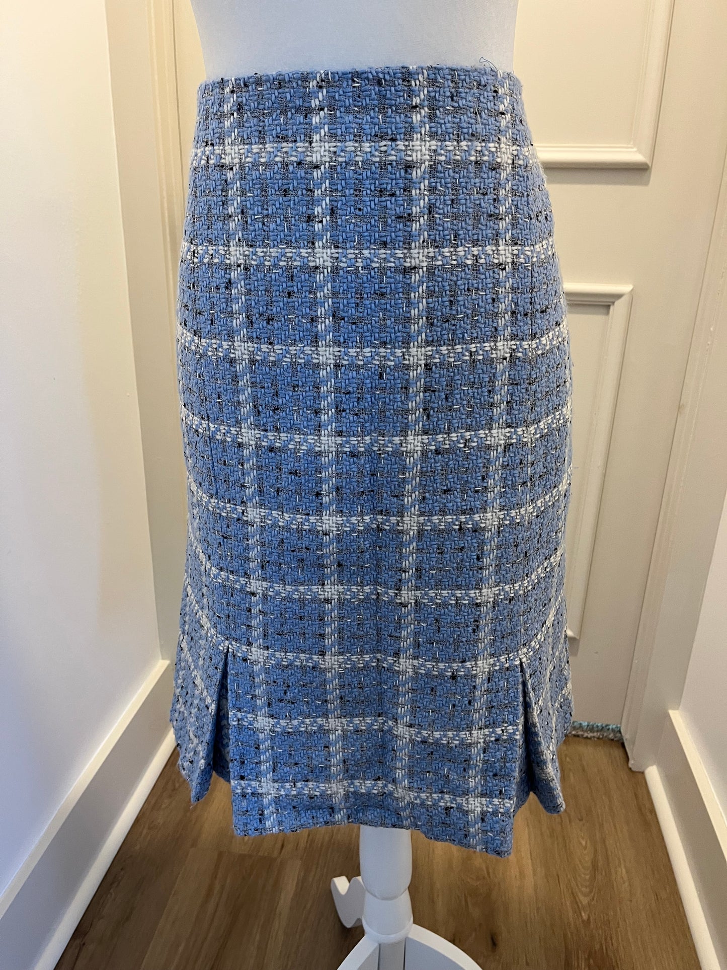 Requirements Blue Plaid Pencil Skirt
