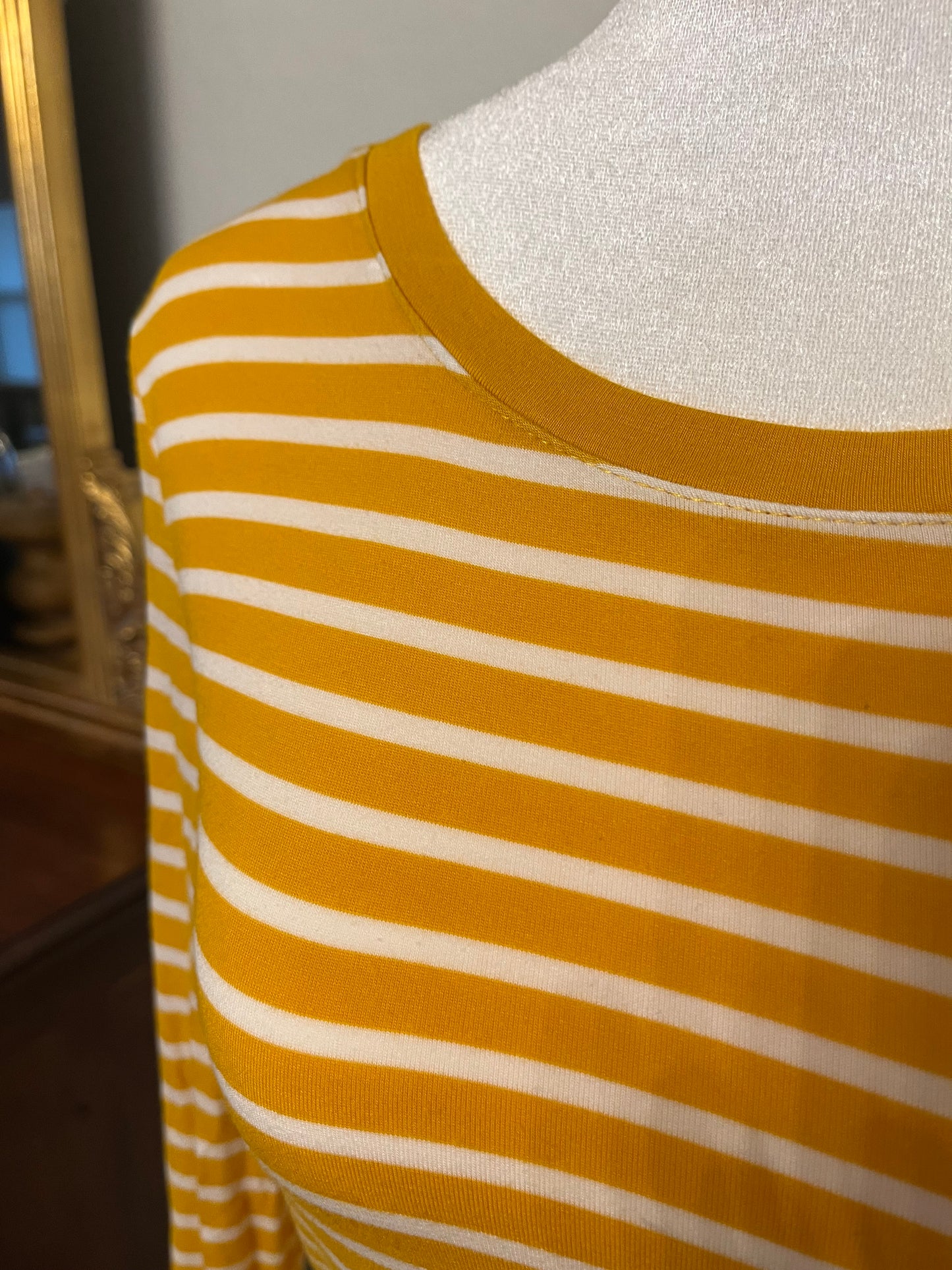 Old Navy Mustard and White Stripe Top