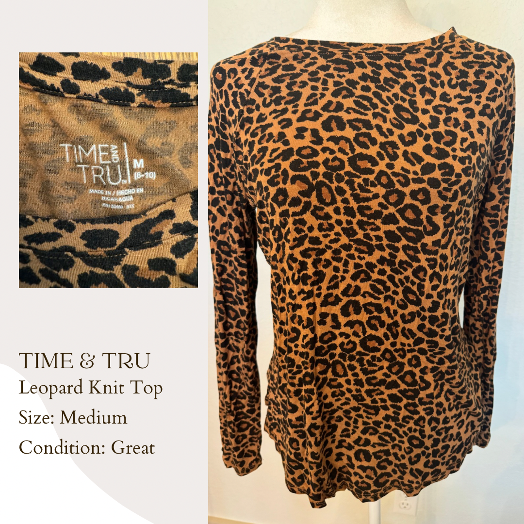 Time & Tru Leopard Knit Top