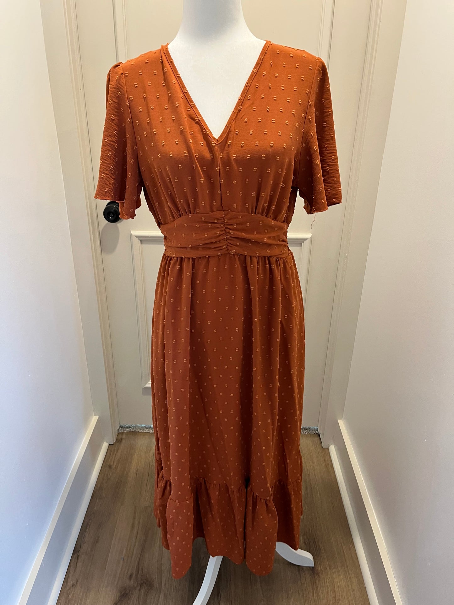 No Brand Rust Swiss Dot Maxi Dress