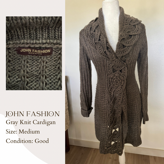 John Fashion Gray Knit Cardigan