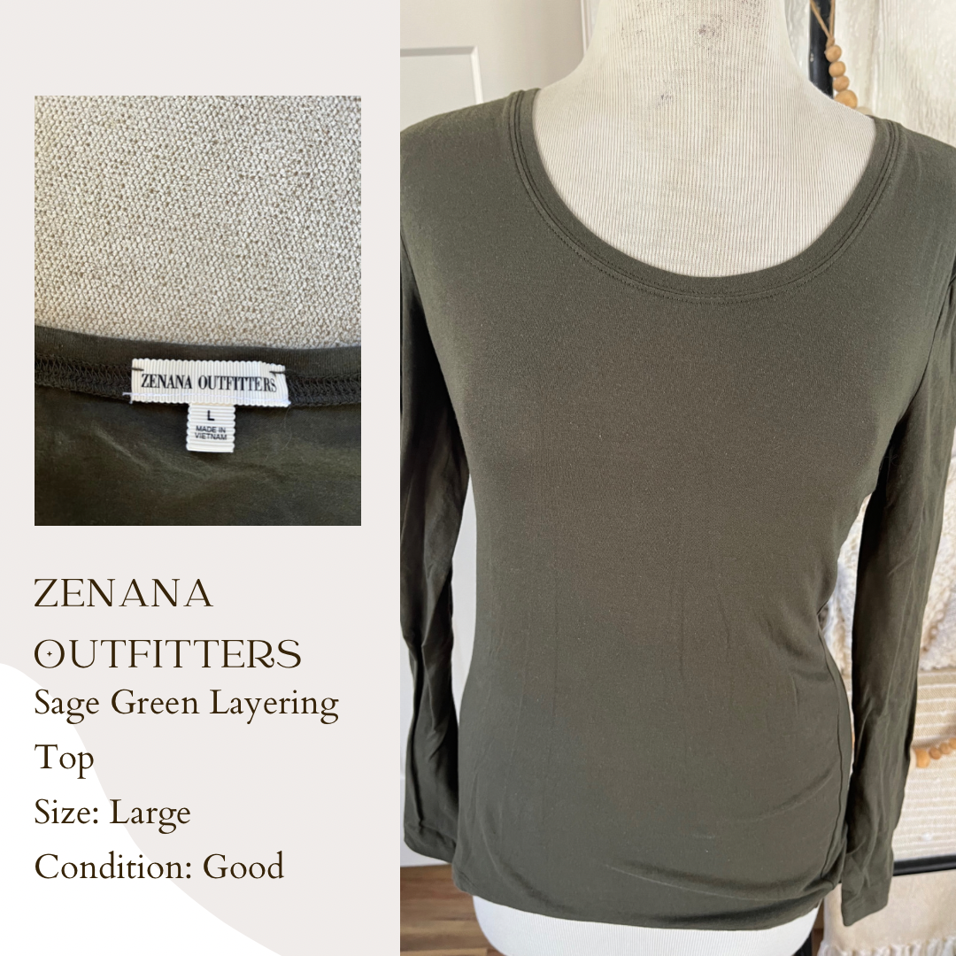 Zenana Outfitters Sage Green Layering Top