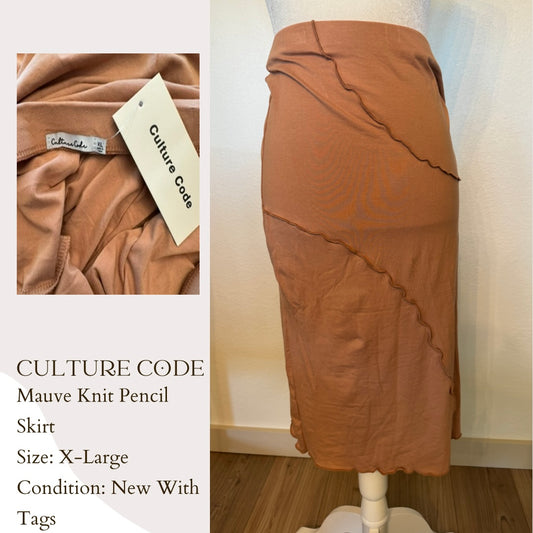 Culture Code Mauve Knit Pencil Skirt