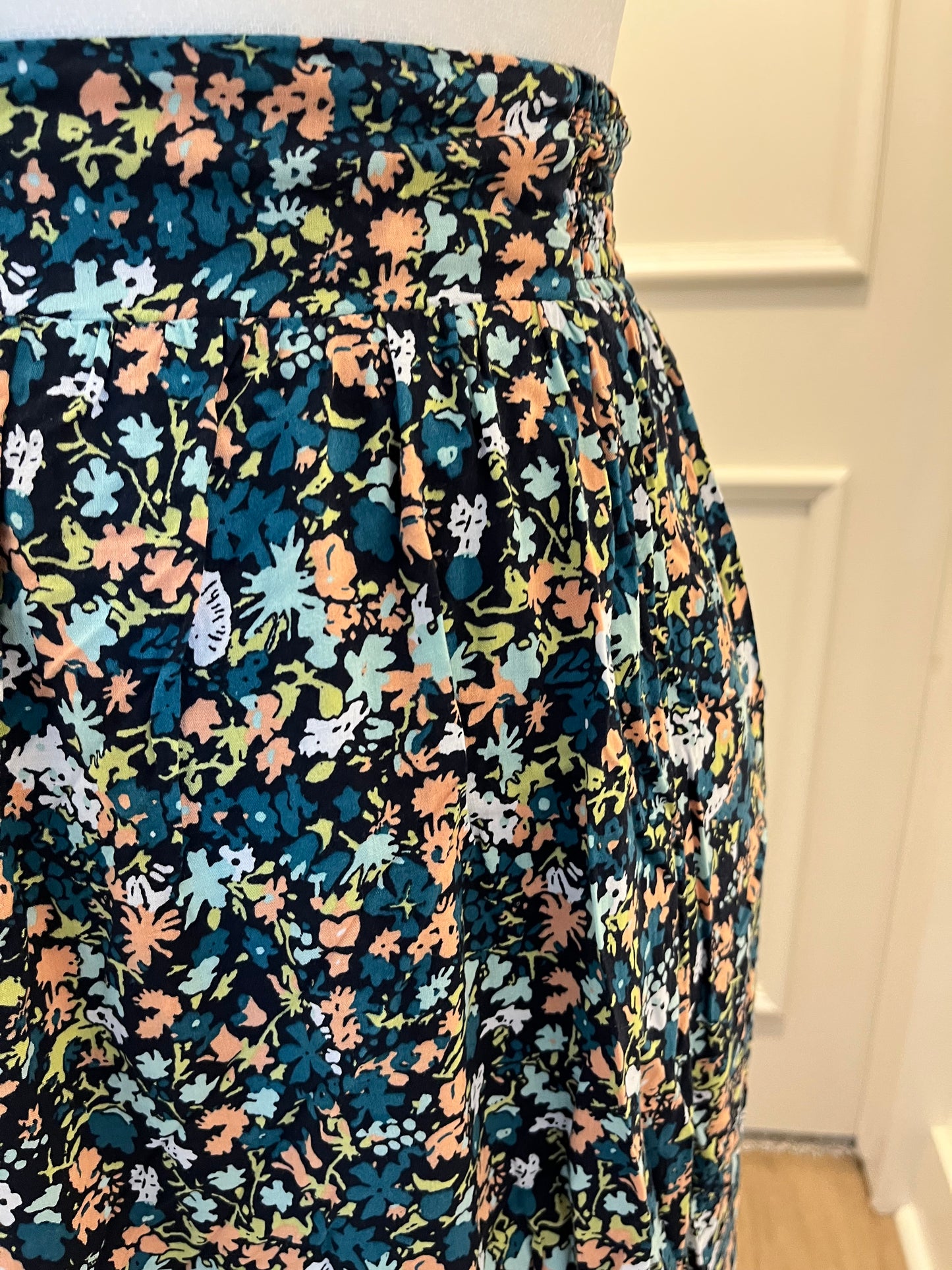 Free People Navy Floral Maxi Skirt