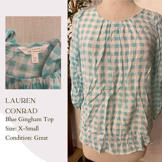 Lauren Conrad Blue Gingham Top