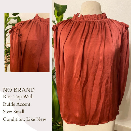 No Brand Rust Top With Ruffle Accent