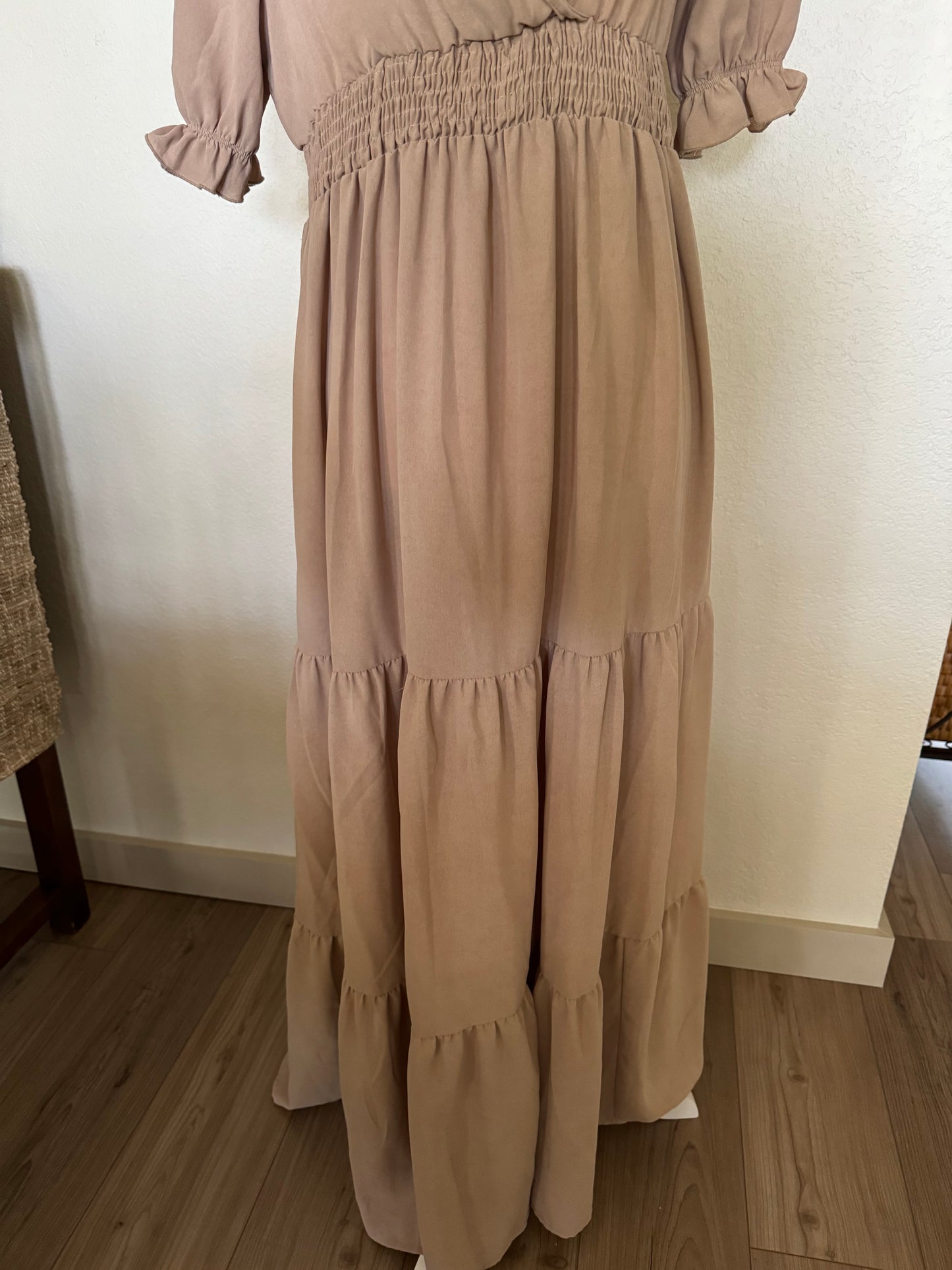 Shein Beige Layered Maxi Dress