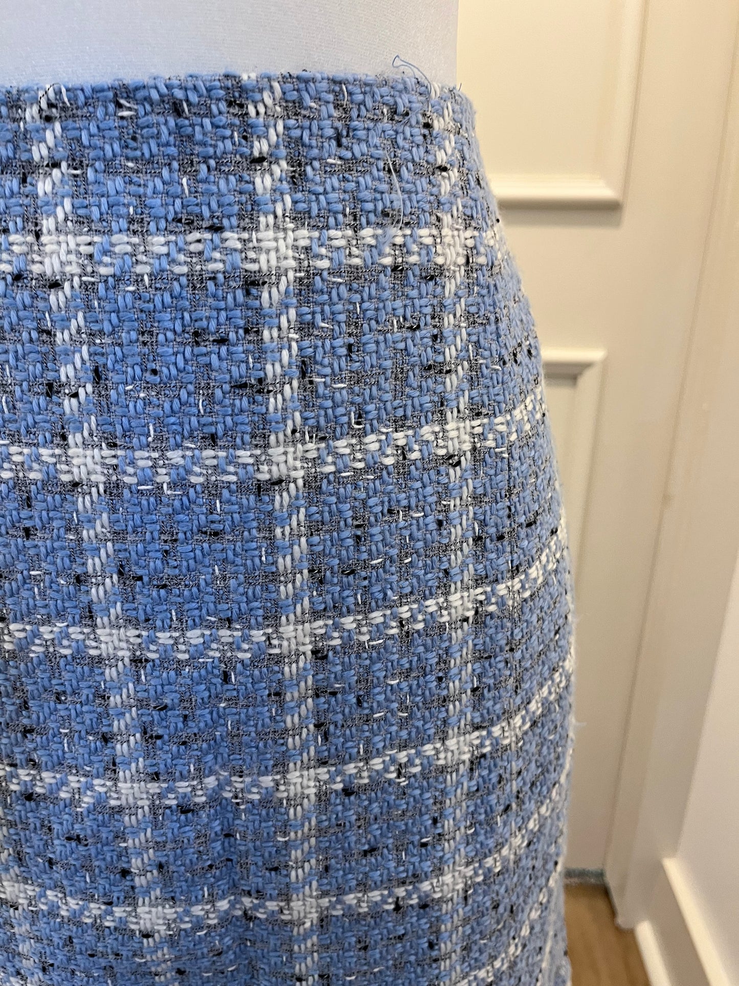 Requirements Blue Plaid Pencil Skirt